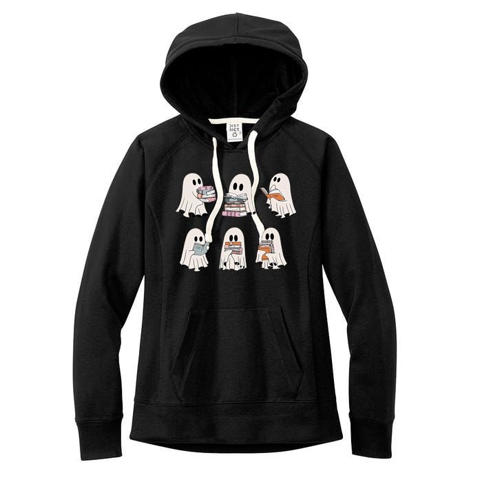 Retro Teacher Halloween Ghost Read More Books Women's Fleece Hoodie