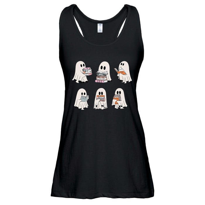 Retro Teacher Halloween Ghost Read More Books Ladies Essential Flowy Tank