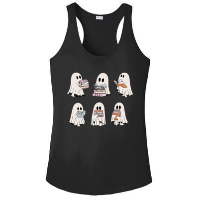 Retro Teacher Halloween Ghost Read More Books Ladies PosiCharge Competitor Racerback Tank