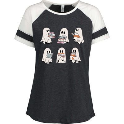 Retro Teacher Halloween Ghost Read More Books Enza Ladies Jersey Colorblock Tee