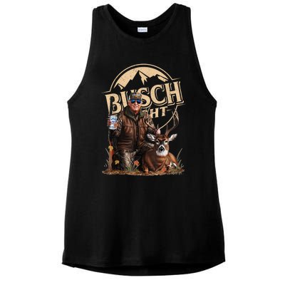 Retro Trump Hunting Deer Funny Beer Drinking Beer Hunting Ladies PosiCharge Tri-Blend Wicking Tank