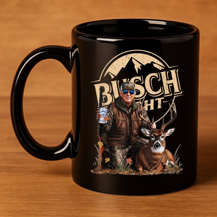 Retro Trump Hunting Deer Funny Beer Drinking Beer Hunting 11oz C Handle Ceramic Mug