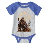 Retro Trump Hunting Deer Funny Beer Drinking Beer Hunting Infant Baby Jersey Bodysuit