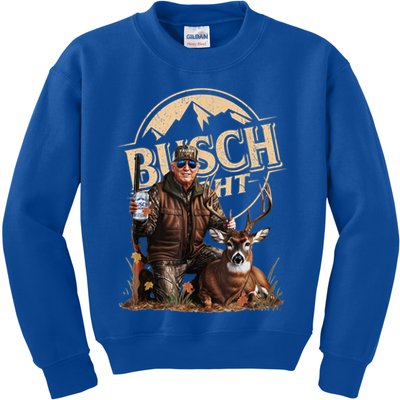 Retro Trump Hunting Deer Funny Beer Drinking Beer Hunting Kids Sweatshirt