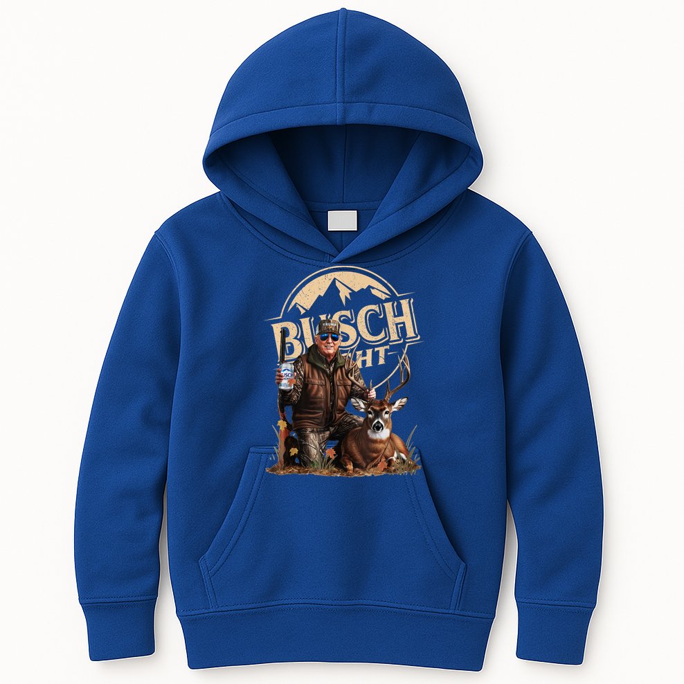 Retro Trump Hunting Deer Funny Beer Drinking Beer Hunting Kids Hoodie