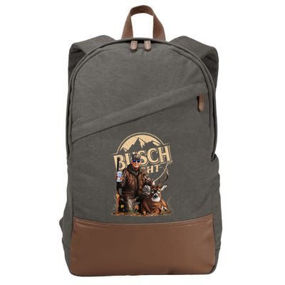 Retro Trump Hunting Deer Funny Beer Drinking Beer Hunting Cotton Canvas Backpack