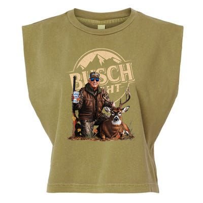 Retro Trump Hunting Deer Funny Beer Drinking Beer Hunting Garment-Dyed Women's Muscle Tee