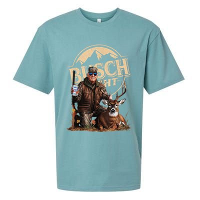 Retro Trump Hunting Deer Funny Beer Drinking Beer Hunting Sueded Cloud Jersey T-Shirt