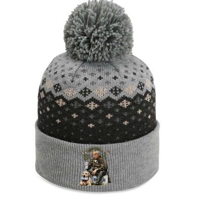 Retro Trump Hunting Deer Funny Beer Drinking Beer Hunting The Baniff Cuffed Pom Beanie