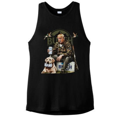 Retro Trump Hunting Deer Funny Beer Drinking Beer Hunting Ladies PosiCharge Tri-Blend Wicking Tank