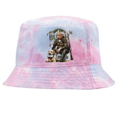 Retro Trump Hunting Deer Funny Beer Drinking Beer Hunting Tie-Dyed Bucket Hat