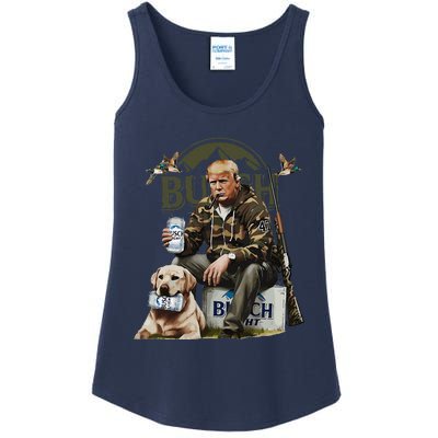 Retro Trump Hunting Deer Funny Beer Drinking Beer Hunting Ladies Essential Tank