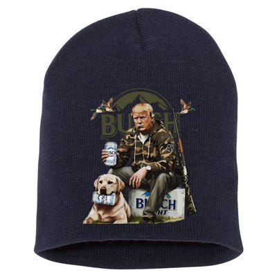 Retro Trump Hunting Deer Funny Beer Drinking Beer Hunting Short Acrylic Beanie