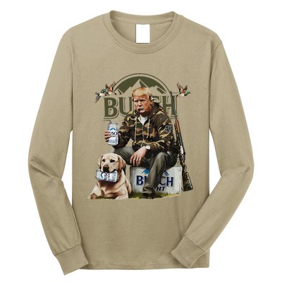 Retro Trump Hunting Deer Funny Beer Drinking Beer Hunting Long Sleeve Shirt