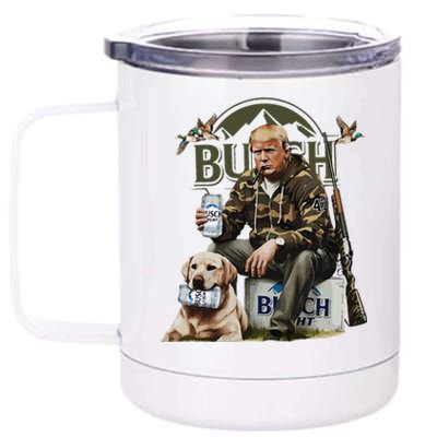 Retro Trump Hunting Deer Funny Beer Drinking Beer Hunting 12 oz Stainless Steel Tumbler Cup