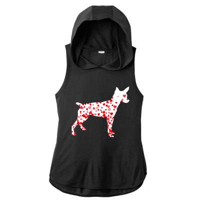 Rat Terrier Heart Dog Valentine's Day Gift Ladies PosiCharge Tri-Blend Wicking Draft Hoodie Tank