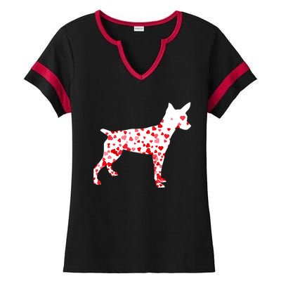 Rat Terrier Heart Dog Valentine's Day Gift Ladies Halftime Notch Neck Tee