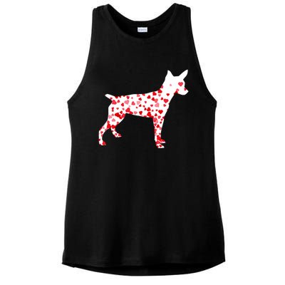 Rat Terrier Heart Dog Valentine's Day Gift Ladies PosiCharge Tri-Blend Wicking Tank