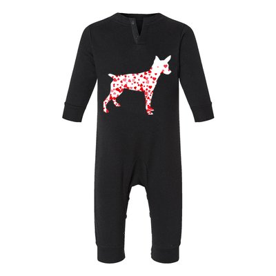 Rat Terrier Heart Dog Valentine's Day Gift Infant Fleece One Piece