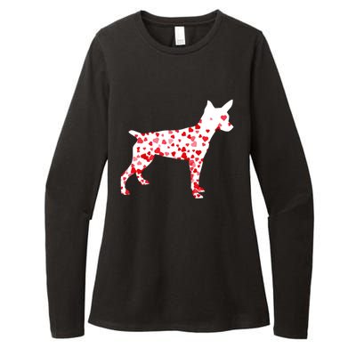 Rat Terrier Heart Dog Valentine's Day Gift Womens CVC Long Sleeve Shirt