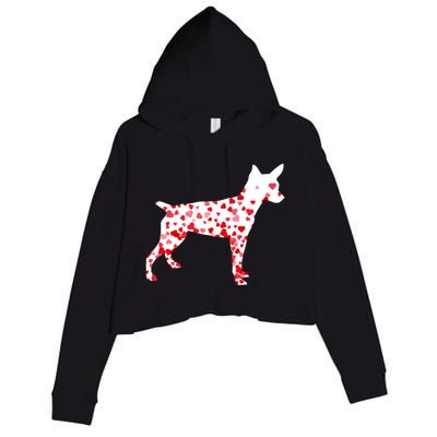 Rat Terrier Heart Dog Valentine's Day Gift Crop Fleece Hoodie