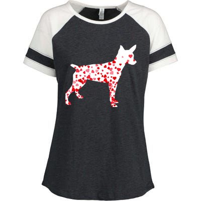 Rat Terrier Heart Dog Valentine's Day Gift Enza Ladies Jersey Colorblock Tee