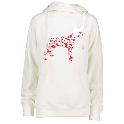 Rat Terrier Heart Dog Valentine's Day Gift Womens Funnel Neck Pullover Hood