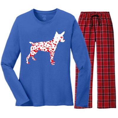 Rat Terrier Heart Dog Valentine's Day Gift Women's Long Sleeve Flannel Pajama Set 