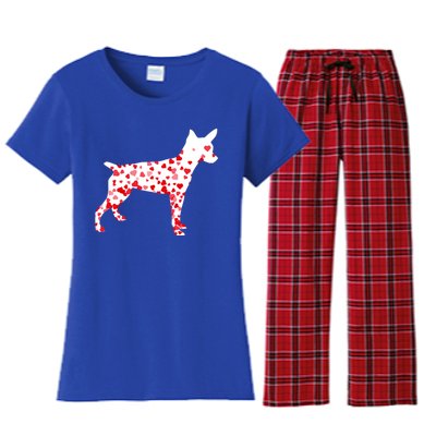 Rat Terrier Heart Dog Valentine's Day Gift Women's Flannel Pajama Set