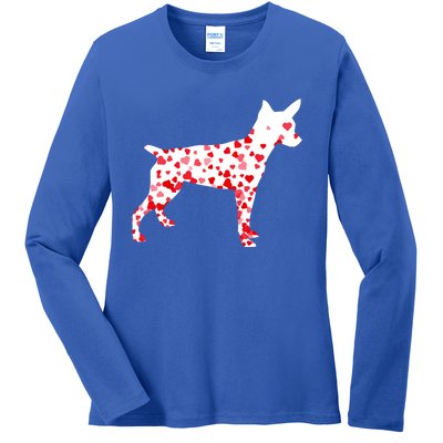 Rat Terrier Heart Dog Valentine's Day Gift Ladies Long Sleeve Shirt