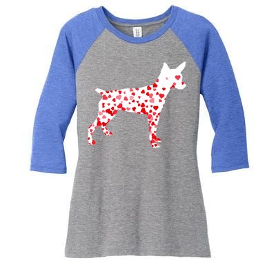 Rat Terrier Heart Dog Valentine's Day Gift Women's Tri-Blend 3/4-Sleeve Raglan Shirt