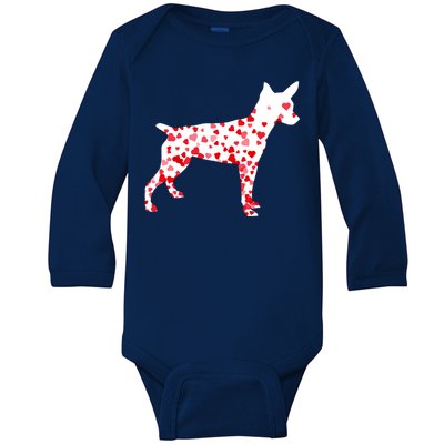 Rat Terrier Heart Dog Valentine's Day Gift Baby Long Sleeve Bodysuit