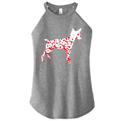 Rat Terrier Heart Dog Valentine's Day Gift Women's Perfect Tri Rocker Tank