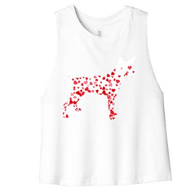 Rat Terrier Heart Dog Valentine's Day Gift Women's Racerback Cropped Tank