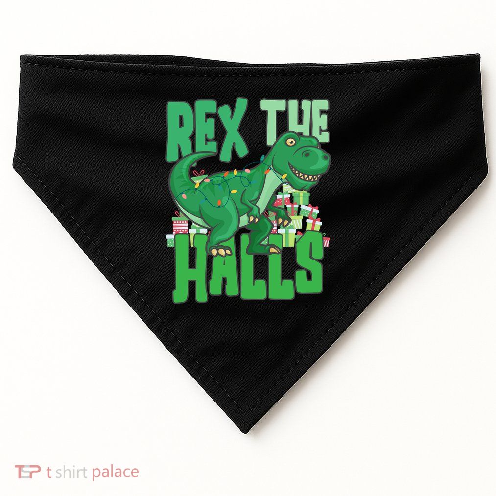 Rex The Halls Dinosaur Christmas USA-Made Doggie Bandana