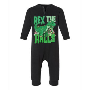 Rex The Halls Dinosaur Christmas Infant Fleece One Piece