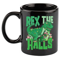 Rex The Halls Dinosaur Christmas 11oz C Handle Ceramic Mug