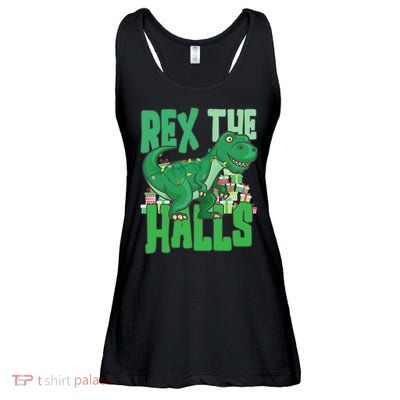 Rex The Halls Dinosaur Christmas Ladies Essential Flowy Tank