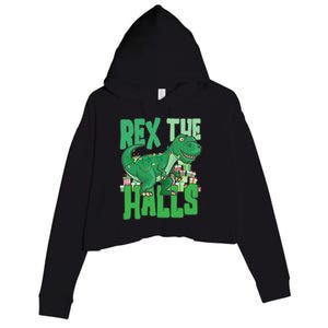 Rex The Halls Dinosaur Christmas Crop Fleece Hoodie