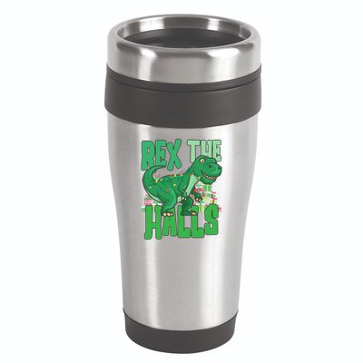 Rex The Halls Dinosaur Christmas 16oz Travel Tumbler