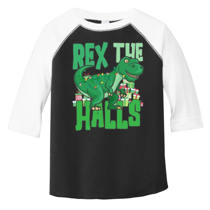 Rex The Halls Dinosaur Christmas Toddler Fine Jersey T-Shirt