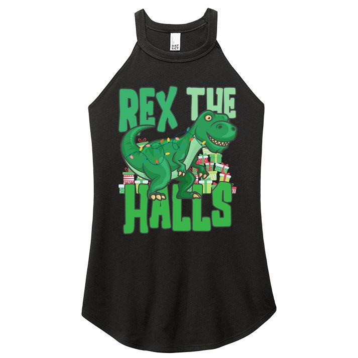 Rex The Halls Dinosaur Christmas Women's Perfect Tri Rocker Tank