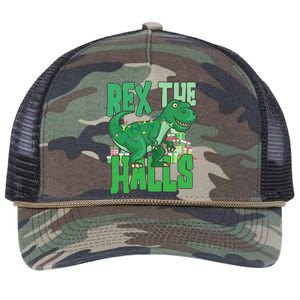 Rex The Halls Dinosaur Christmas Retro Rope Trucker Hat Cap