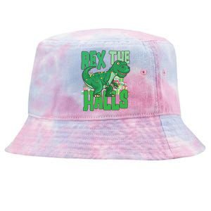 Rex The Halls Dinosaur Christmas Tie-Dyed Bucket Hat