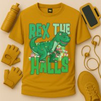Rex The Halls Dinosaur Christmas Cooling Performance Crew T-Shirt