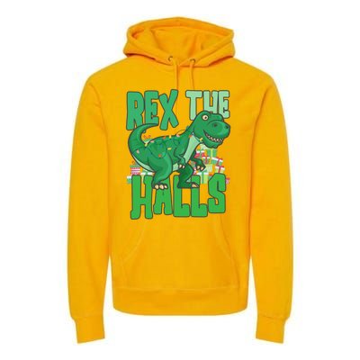 Rex The Halls Dinosaur Christmas Premium Hoodie