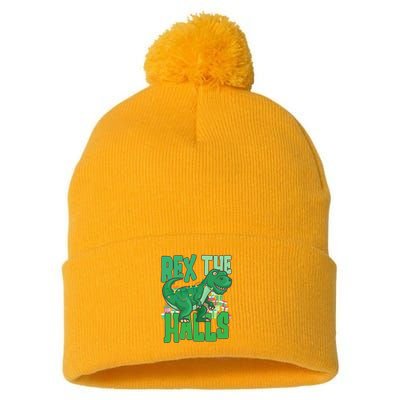 Rex The Halls Dinosaur Christmas Pom Pom 12in Knit Beanie