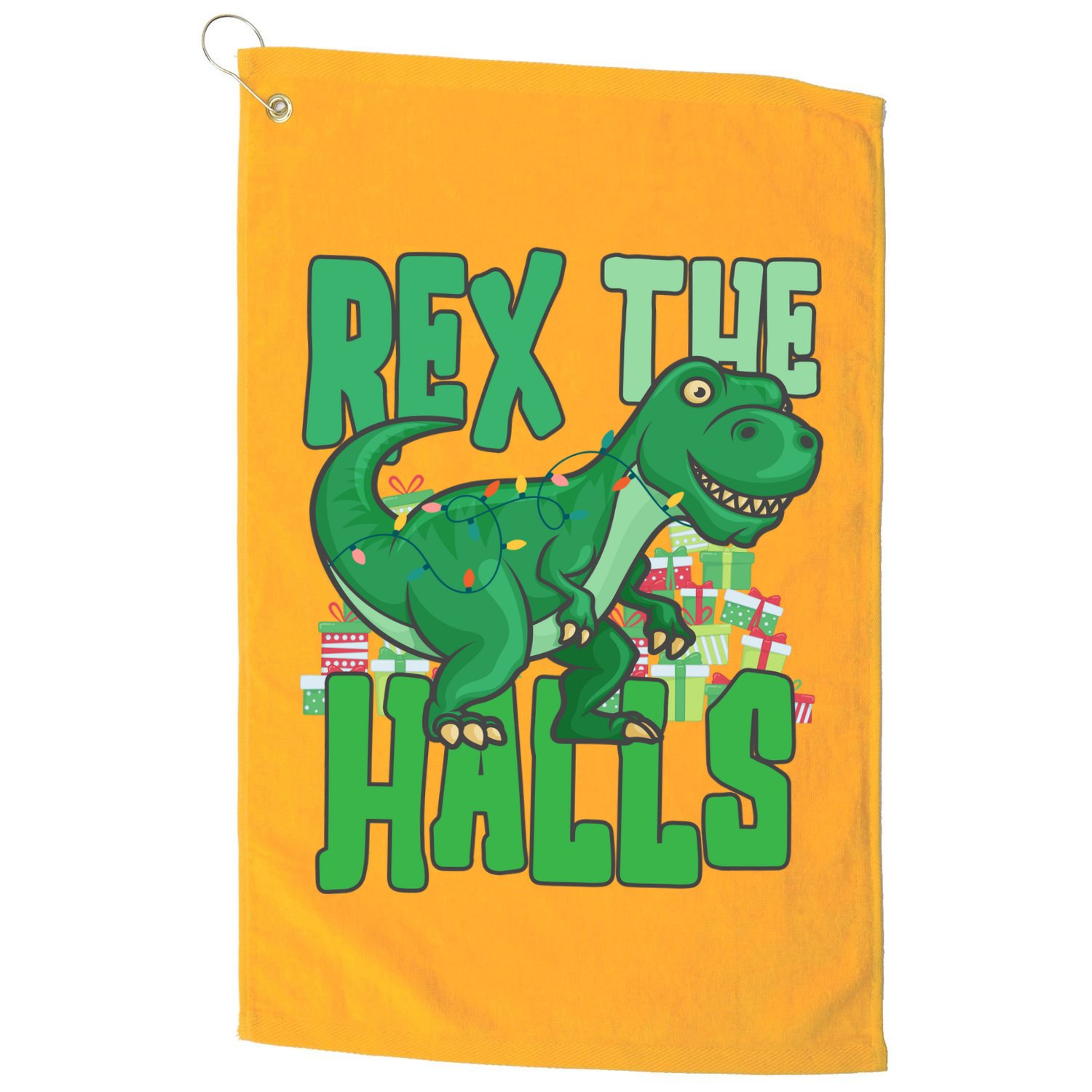 Rex The Halls Dinosaur Christmas Golf Towel