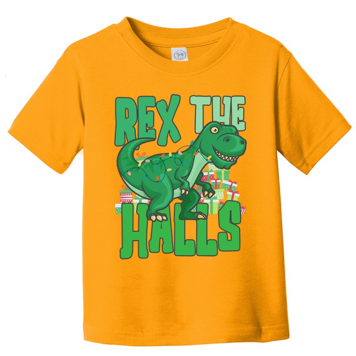 Rex The Halls Dinosaur Christmas Toddler T-Shirt