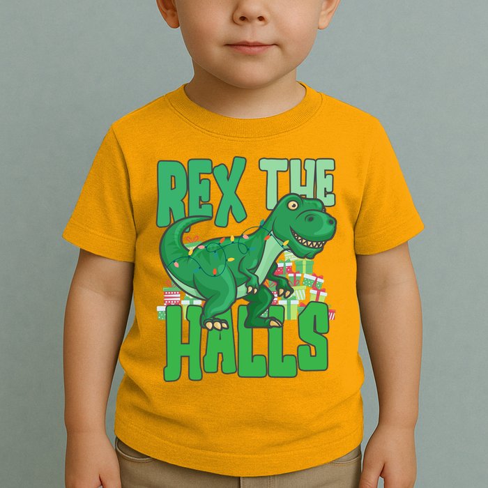 Rex The Halls Dinosaur Christmas Toddler T-Shirt